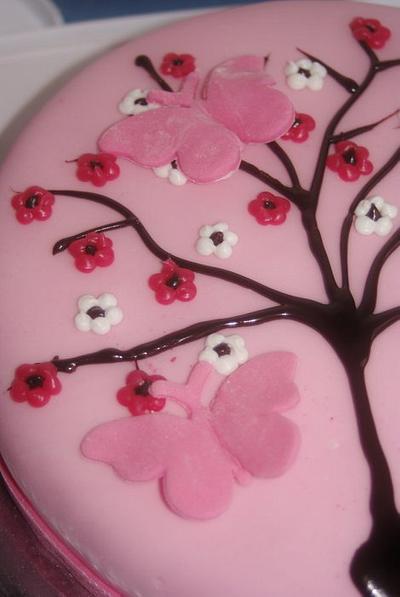 Cherry Blossom and Butterflies Cake - Cake by Sara