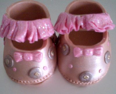 Pink and Brown Baby Shoes - Cake by CupCake Garage
