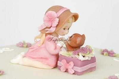 Little girl and kitten in the box - Cake by Olga Danilova