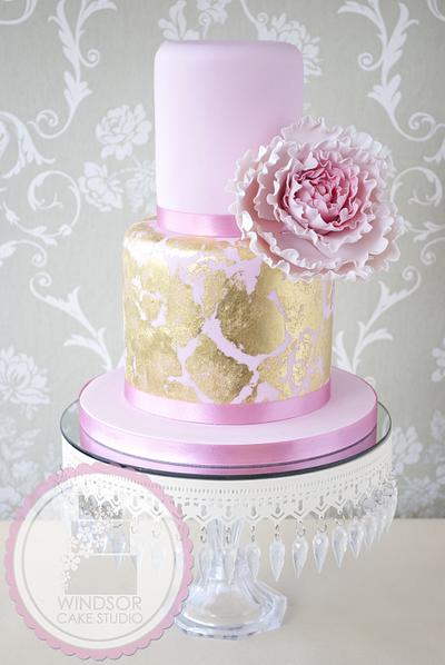 Giant Peony and Gold Leaf Cake by Windsor Cake Studio - Cake by Windsor Craft