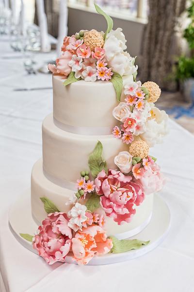 Cascading flowers - Cake by Jen's Cake Boutique