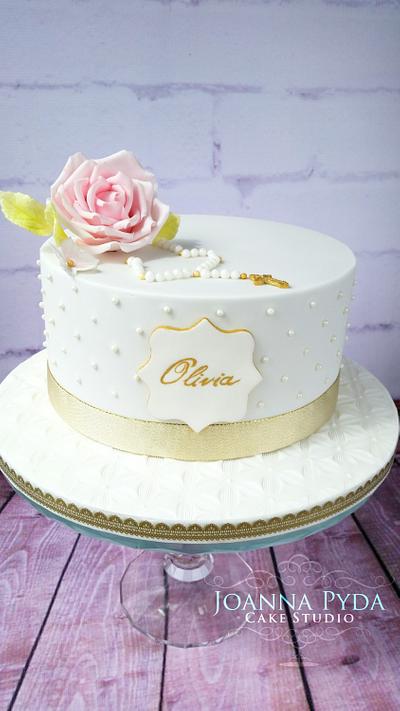 Elegant Communion Cake - Cake by Joanna Pyda Cake Studio