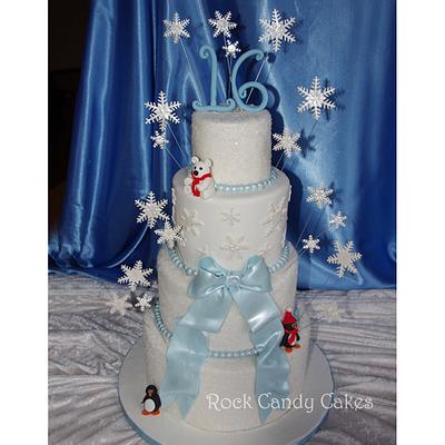 Winter Wonderland Sweet 16 - Cake by Rock Candy Cakes