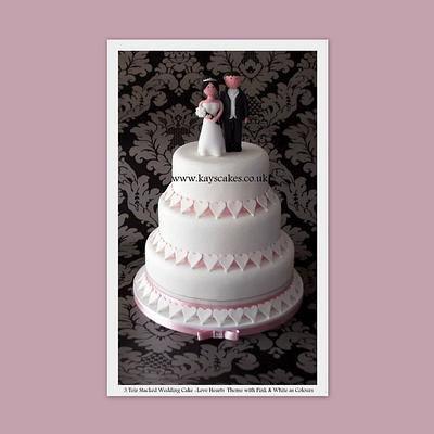 3 Tier Hearts Wedding Cake - Cake by Kays Cakes