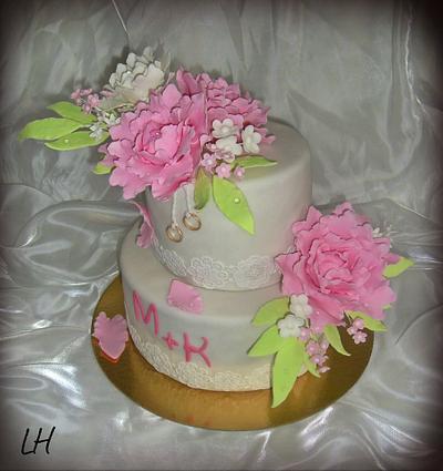Peonies wedding cake - Cake by LH decor