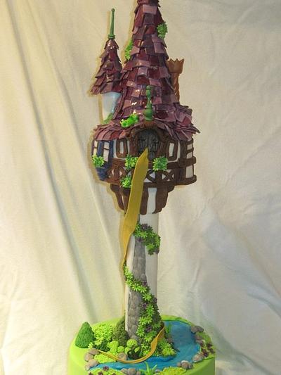 2.5 foot tall tangled tower  - Cake by d and k creative cakes