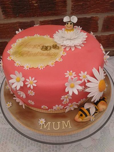 Bee Happy with Lazy Daisies - Cake by Karen's Kakery