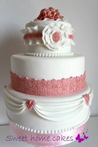 Shabby chic wedding - Cake by Silvana