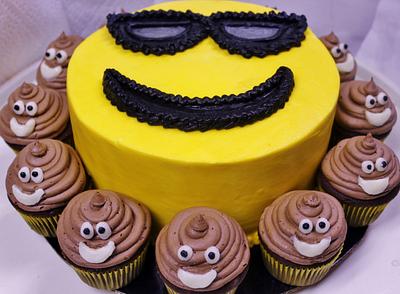 Smiley face cake with poo cupcakes (LOL) - Cake by Nancys Fancys Cakes & Catering (Nancy Goolsby)