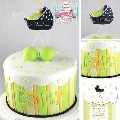Stroller fun baby shower cake - Cake by Sheridan @HalfBakedCakery