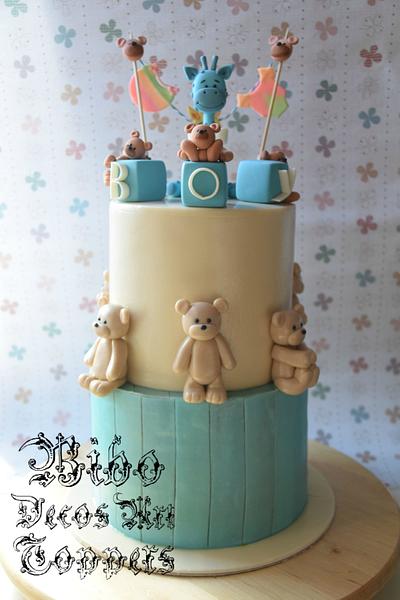 Giraffe Teddy Bear Baby Shower Cake  - Cake by BiboDecosArtToppers 