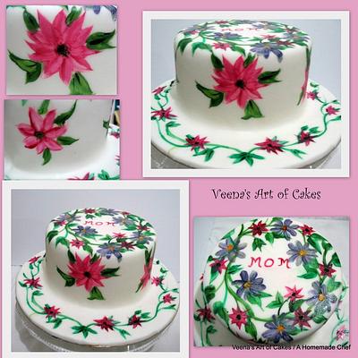 Hand painted floral cake  - Cake by Veenas Art of Cakes 