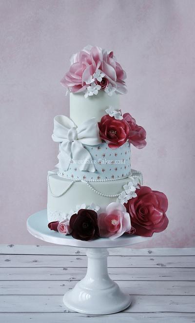Shabby chic wafer paper flower cake part 2 - Cake by Tamara