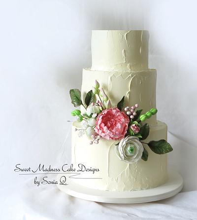 Rustic Peony Wedding - Cake by Sweet Madness Cake Designs