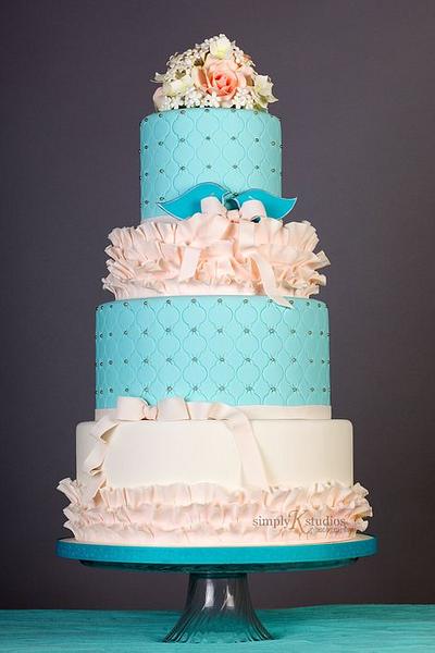 Pink & Teal Ruffle Cake - Cake by Renee