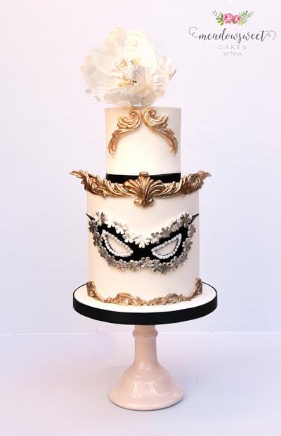 Venetian Carnival Collaboration - Black & Gold Carnivale - Cake by Meadowsweet Cakes