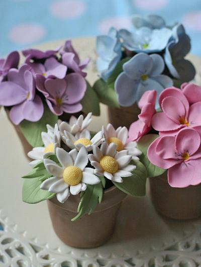 Flower Pot cakes - Cake by ClaresCupcakesLondon