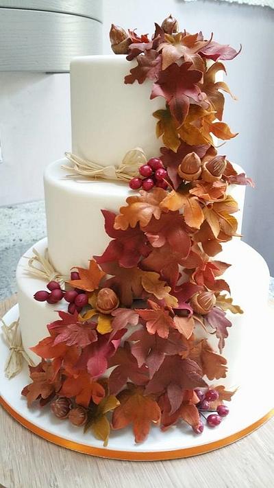 Autumn Leaves Wedding Cake - Cake by Scrummy Mummy's Cakes