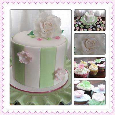 Vintage Garden Chic Cake & Cupcakes - Cake by Jolirose Cake Shop