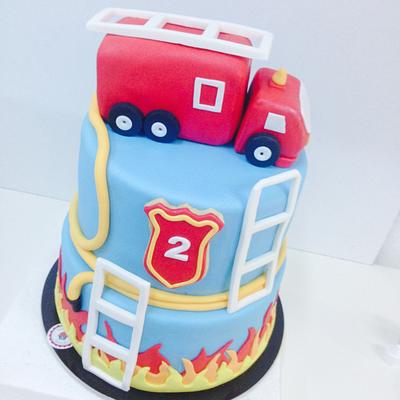Firetruck cake on fire - Cake by Sketiglyka