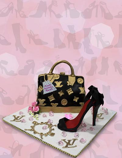 Black & Gold Handbag & Shoe - Cake by MsTreatz