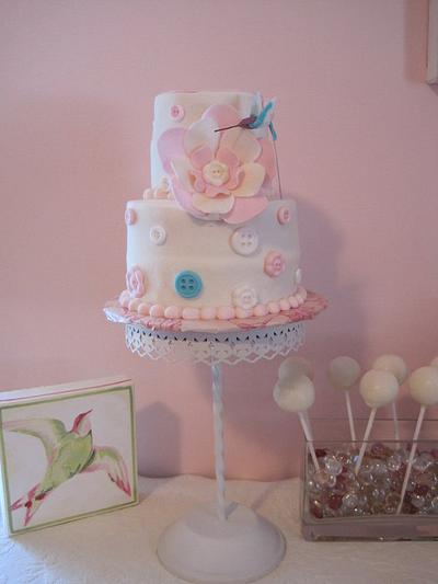Fantasy flower with humming bird - Cake by Renee Daly