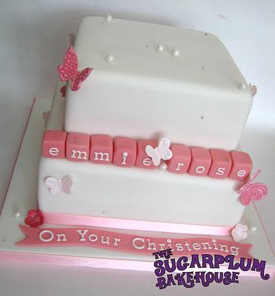 Simple 2 Tier Square Christening Cake - Cake by Sam Harrison