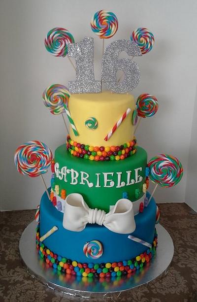 Rainbow Candy Sweet 16 - Cake by Melissa Walsh