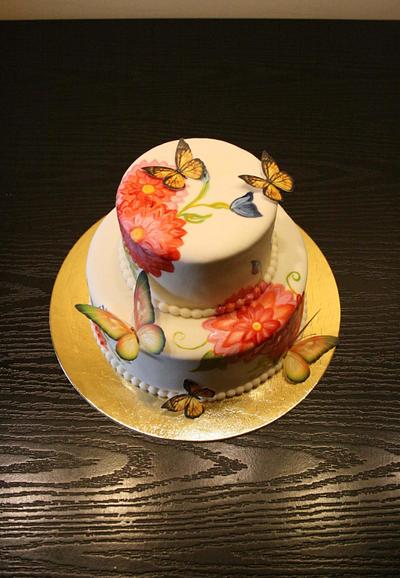 Flowers and butterflies - Cake by Rozy