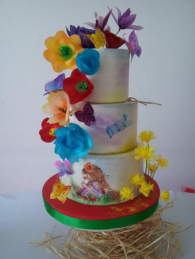 Little girl and flowers - Cake by Milica