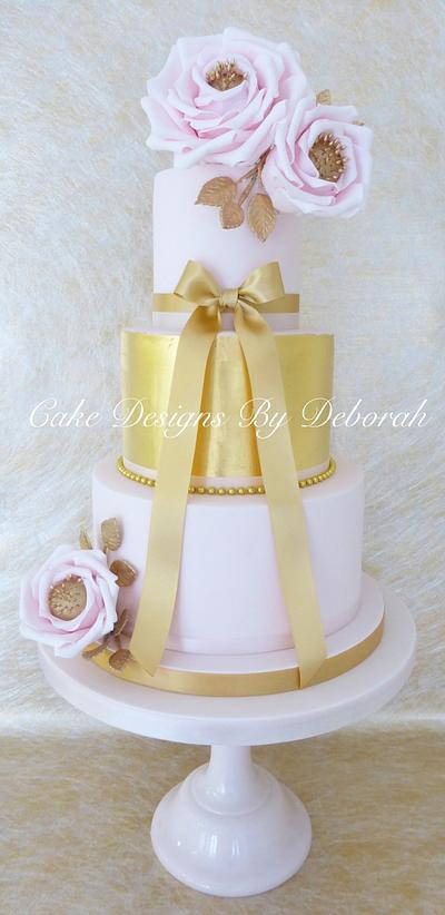 Pink & Gold wedding cake - Cake by Deborah