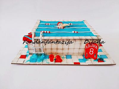 Swimming pool cake - Cake by Fondantfantasy