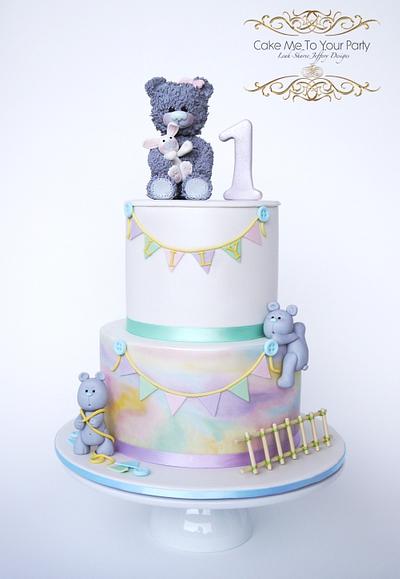 Teddy Bear Cake in Pastels - Cake by Leah Jeffery- Cake Me To Your Party