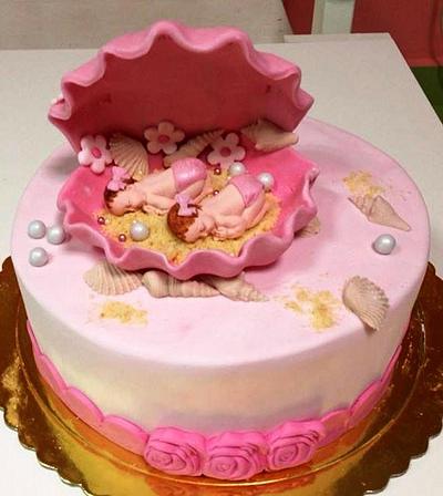 Girl baby twins cake - Cake by The House of Cakes Dubai