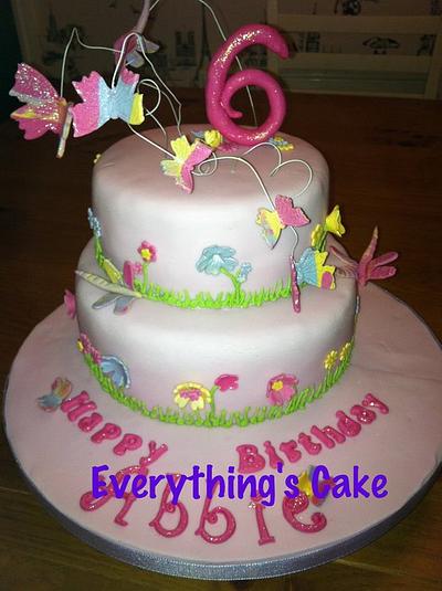 Girly flowers and butterflys - Cake by Everything's Cake