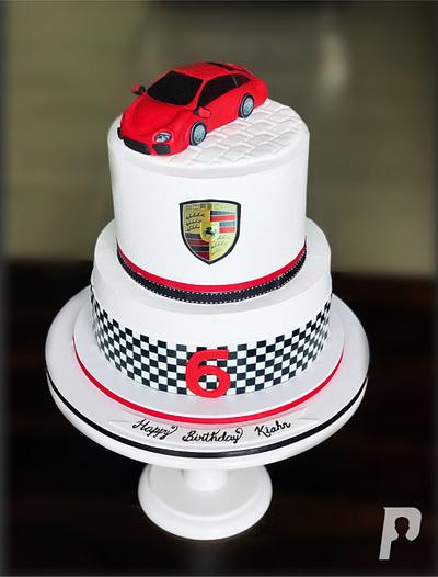 Porsche car theme cake - Cake by Ruby Rajagopal 