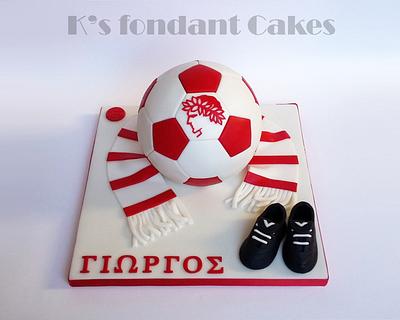 Olympiakos Soccer FootBall Cake - Cake by K's fondant Cakes