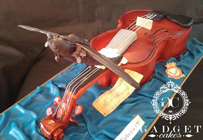 Black widow plane and violin cake! - Cake by Gadget Cakes