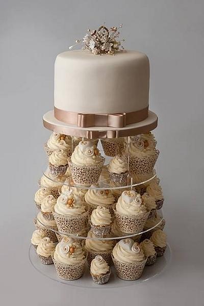 Ivory mist wedding cupcake tower  - Cake by The hobby baker 