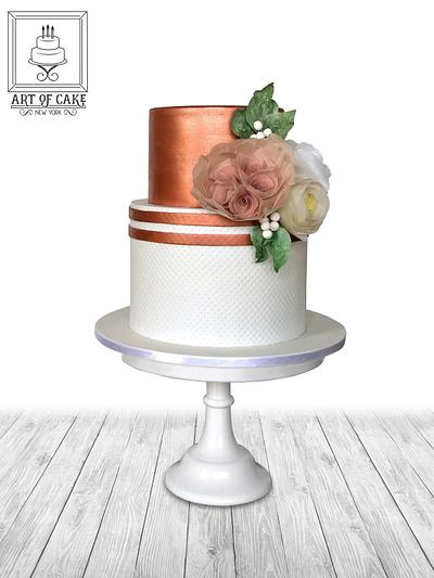 Rose Gold & Wafer Paper Flowers - Cake by Akademia Tortu - Magda Kubiś