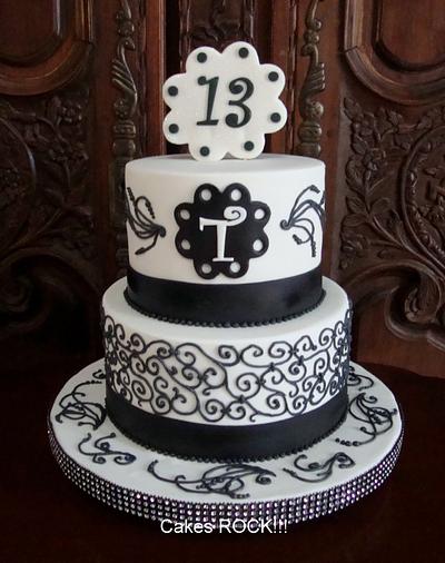 Black & White, Hand-Piped - Cake by Cakes ROCK!!!  
