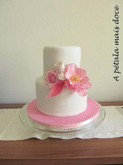 First Communion with flowers - Cake by Lara Correia