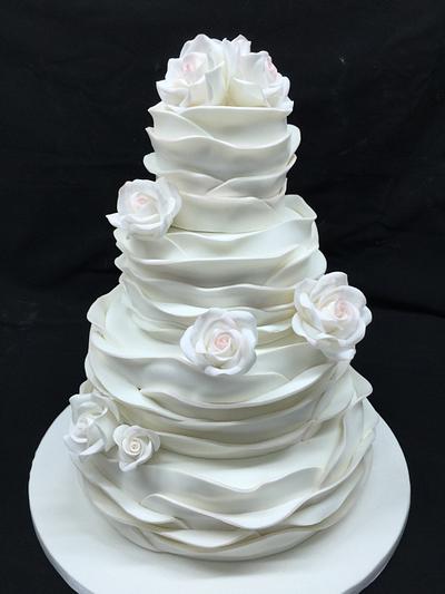 Roses with a touch of pink wedding cake - Cake by Galatia