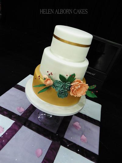 Peony and Succulent Wedding Cake - Cake by Helen Alborn  