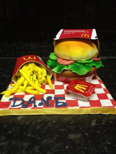 Burger and Fries - Cake by Carole Wynne