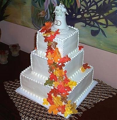 Falling Leaves Wedding Cake - Cake by BettyA