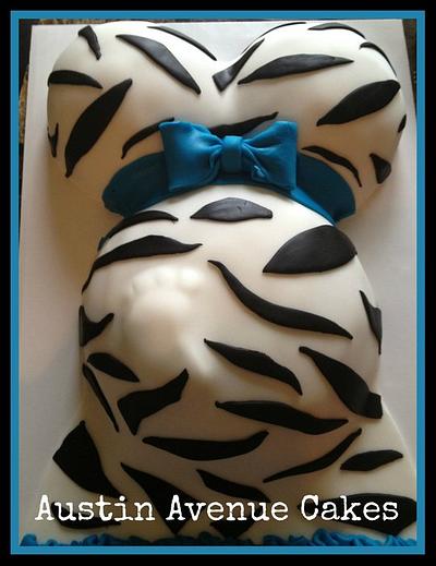 Zebra print baby bump - Cake by Tiffany Austin