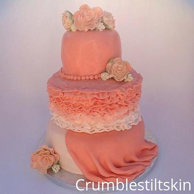 pink ruffle layer. - Cake by Wattkatiedid