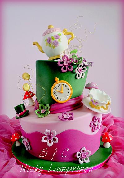 WONDERLAND TOPSY TURVY CAKE - Cake by Sugar  flowers Creations