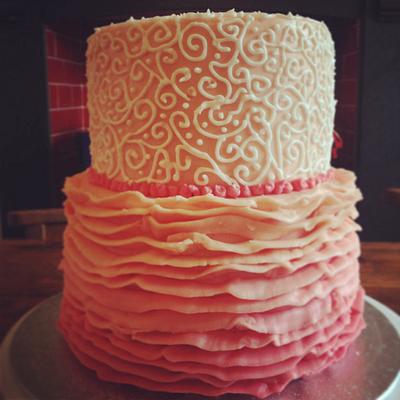 Rose ombre ruffle cake  - Cake by The sugar cloud cakery